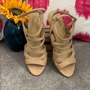 Nude strappy heels